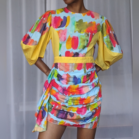 Rhode Pia Colorful Summer Midi Dress | Small - Picture 5 of 5